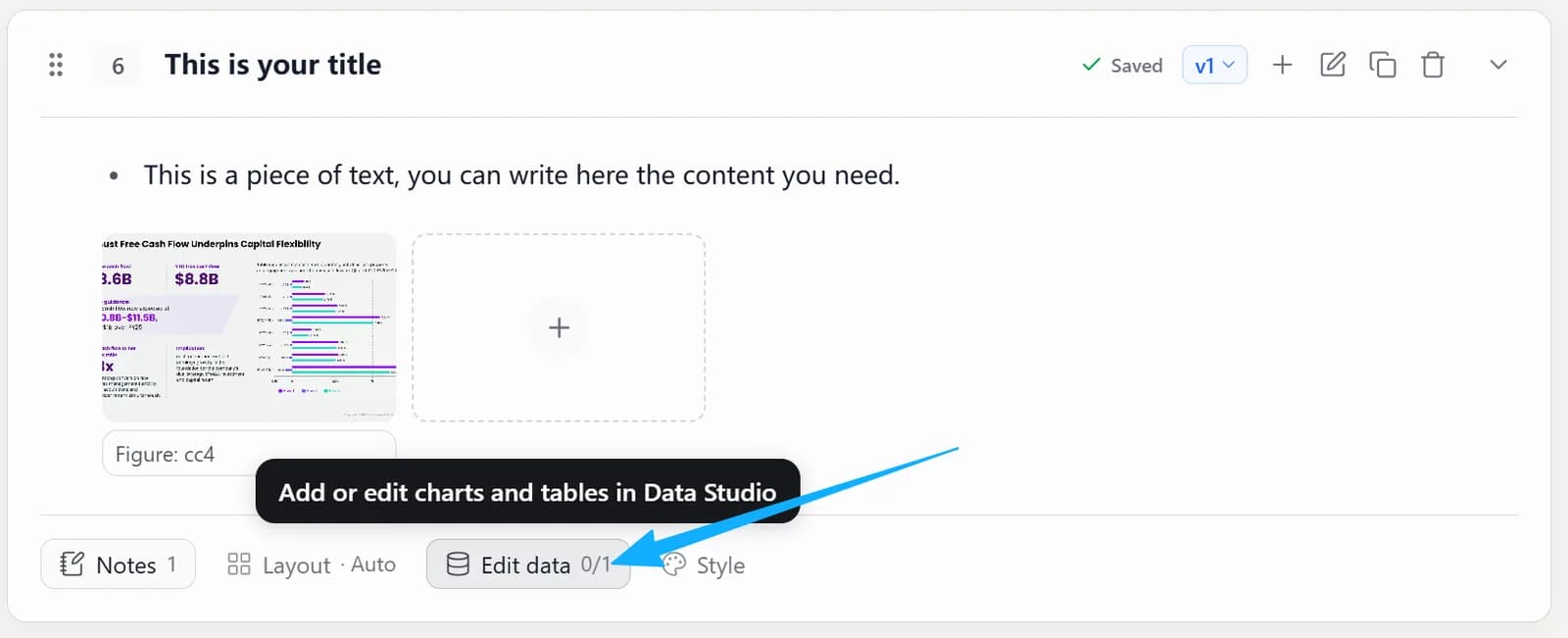 Edit data button below an outline page