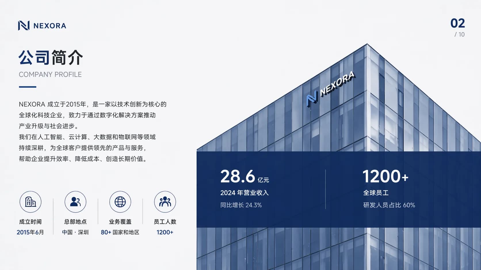 Navy Blue Corporate Profile with Architectural Photography — Slide 11