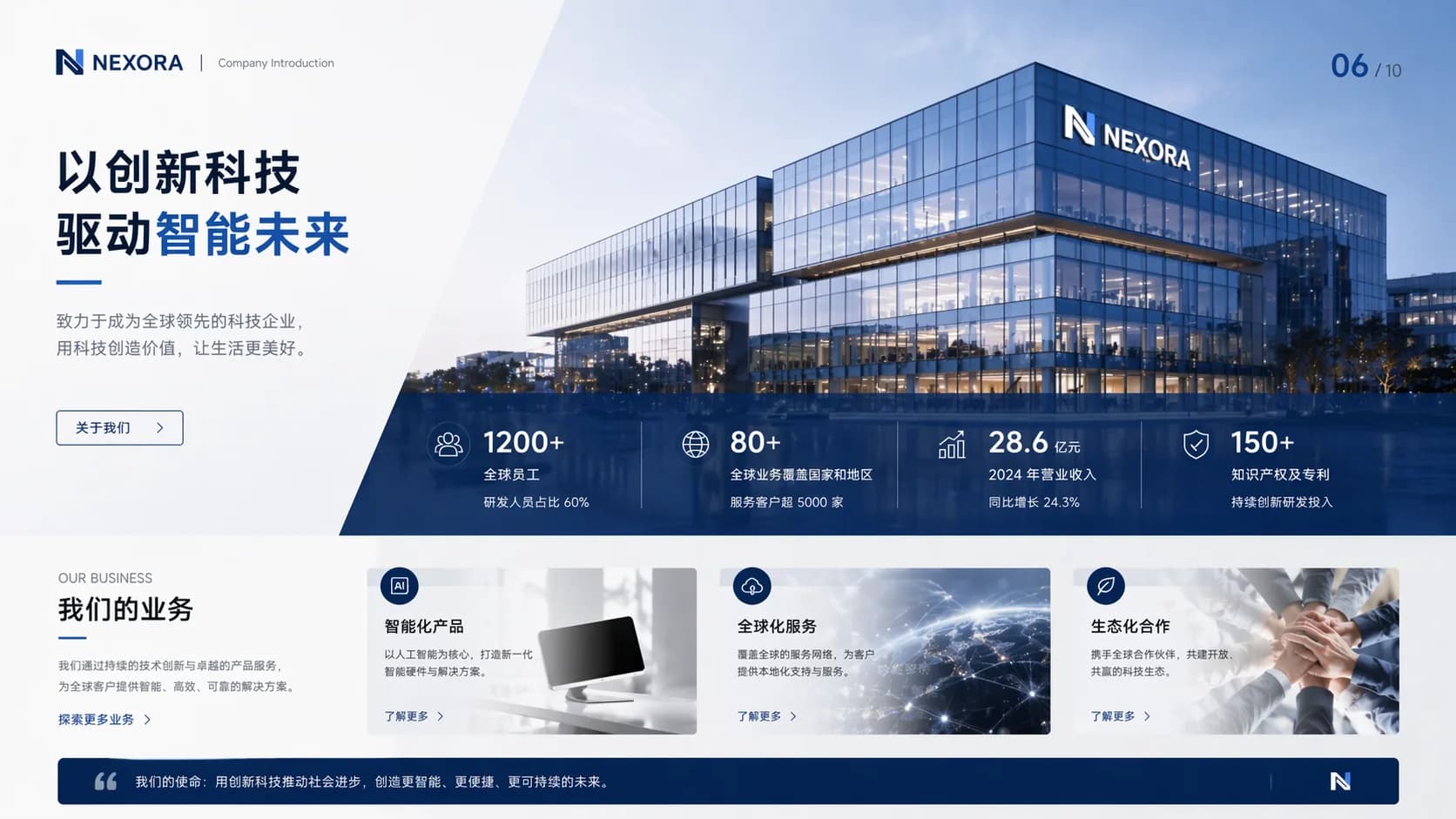 Navy Blue Corporate Profile with Architectural Photography — Slide 3