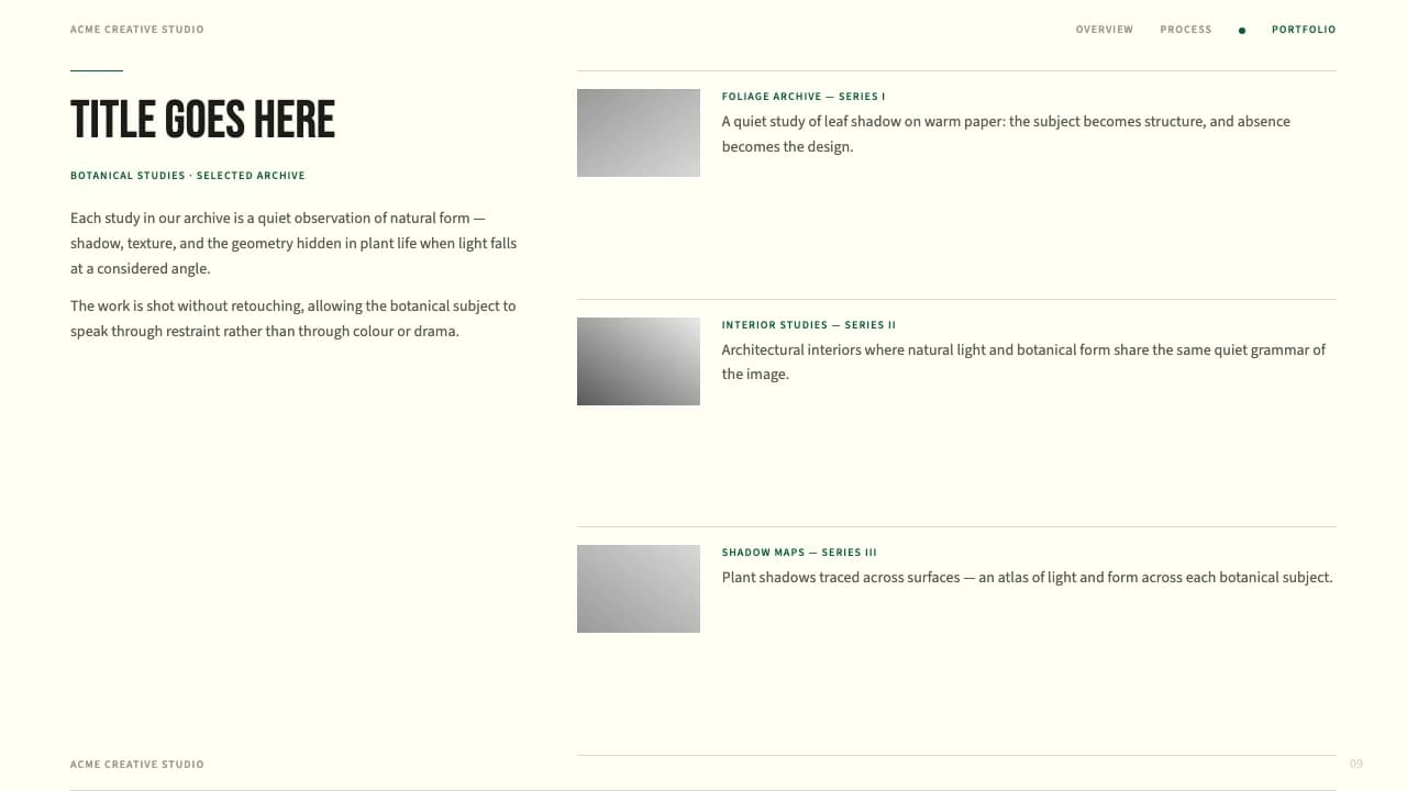 Folio Botanica Editorial Portfolio Template — Slide 2