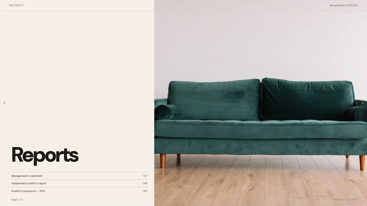 Nordic Ledger Editorial Annual Report Template — Slide 2