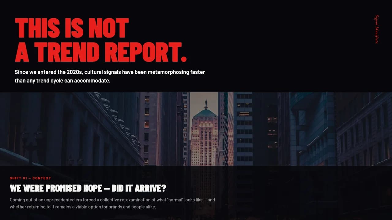 Signal Manifesto Editorial Trend Report Template — Slide 2