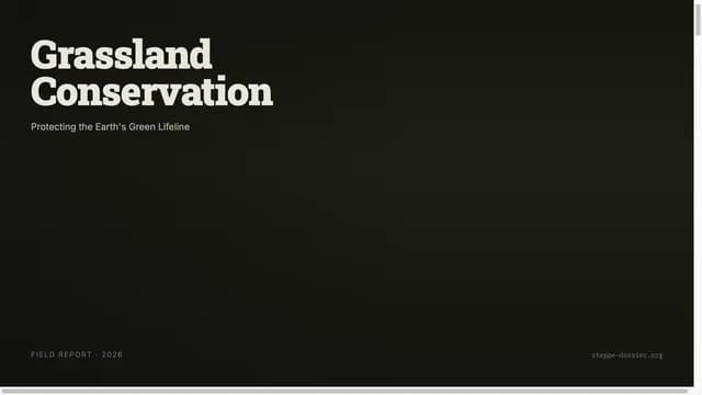 Steppe Dossier: Dark Slab-Serif Conservation Template — Slide 1