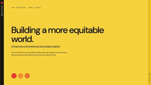 Tabloid Field ESG Impact and Annual Report Template — Slide 1