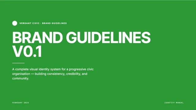 Verdant Civic Swiss Grid Brand Identity Template — Slide 1