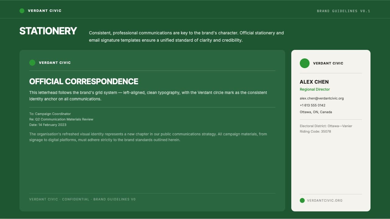 Verdant Civic Swiss Grid Brand Identity Template — Slide 7