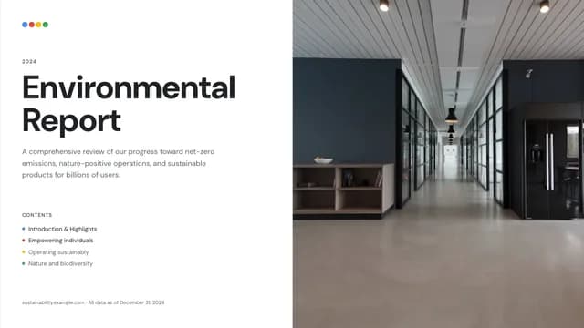 Verdant Ledger ESG Sustainability Report Deck — Slide 1