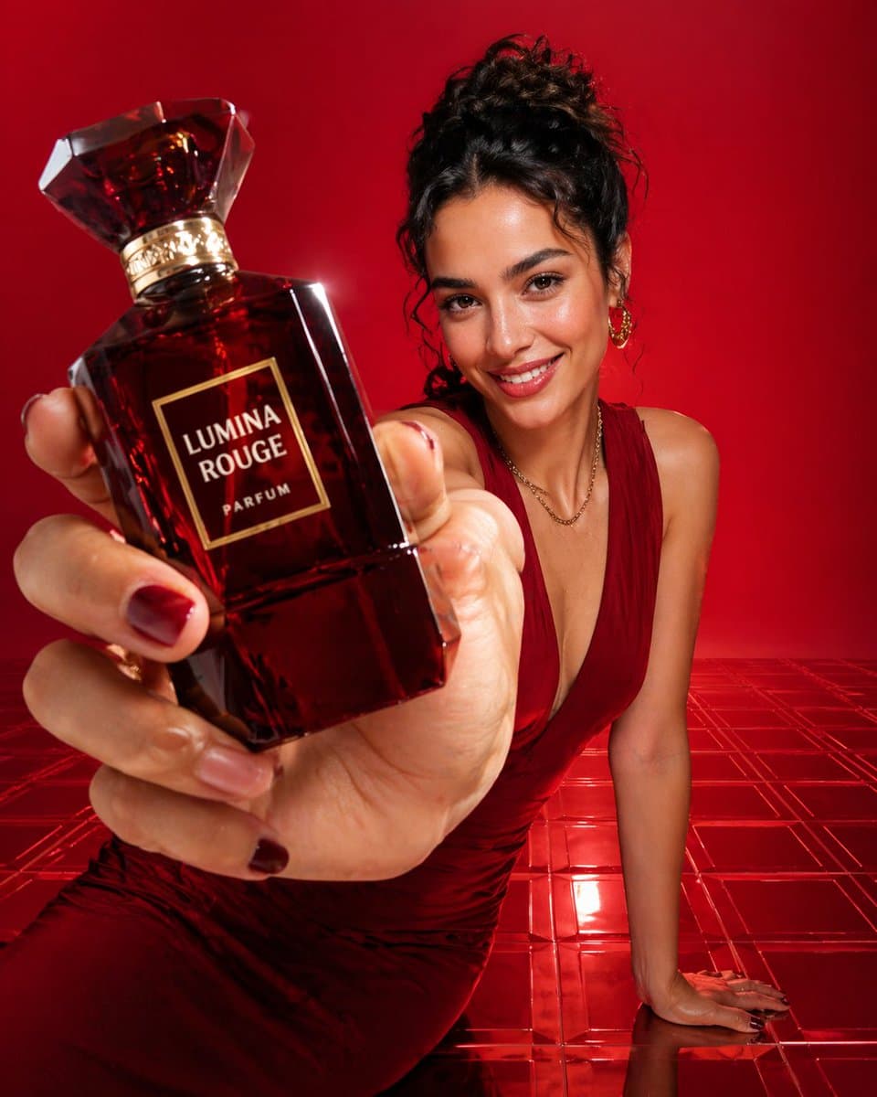 Photorealistic bold beauty campaign using uploaded model as exa…