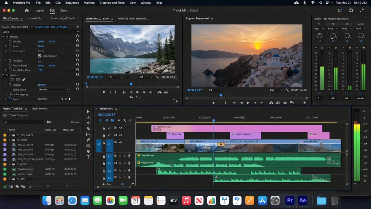 Generate a realistic desktop screenshot of Adobe Premiere