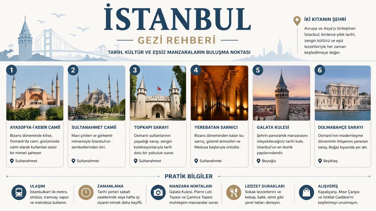 Prepare a travel guide infographic for Istanbul that