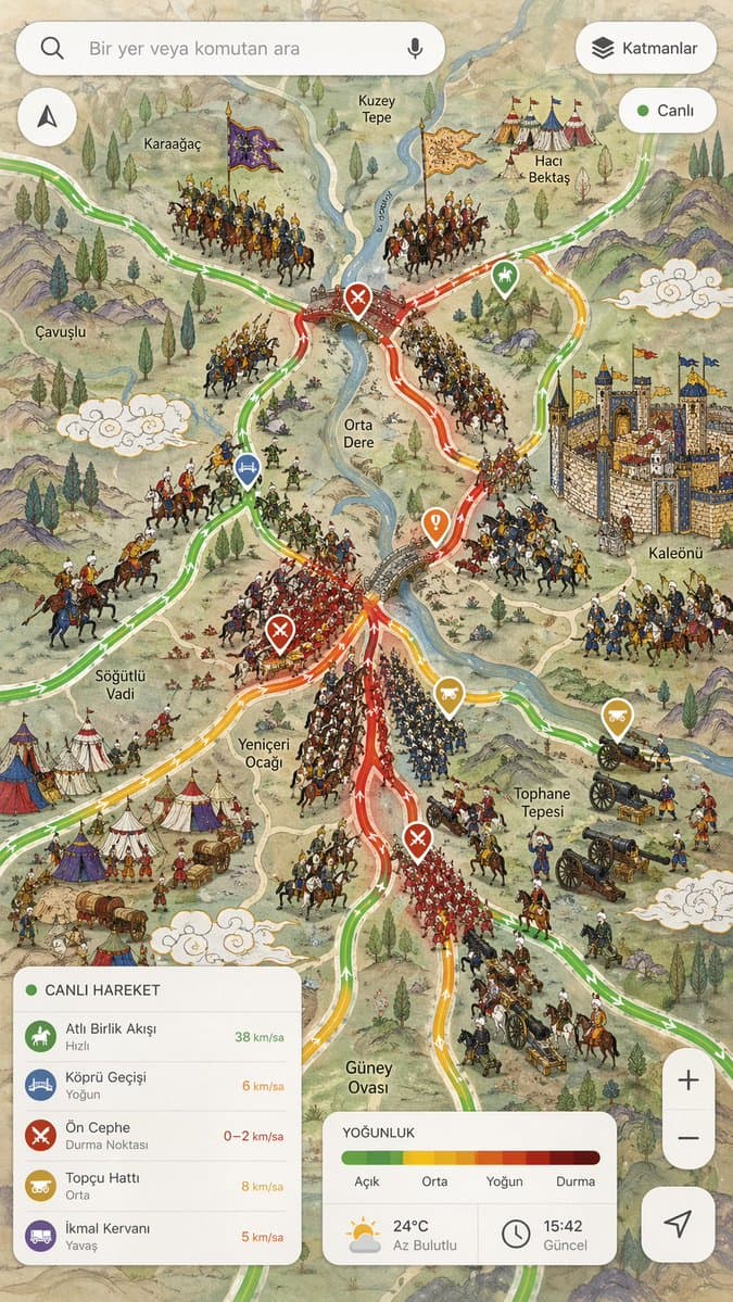 Miniature Ottoman war, but like the Google Maps live traffic la…
