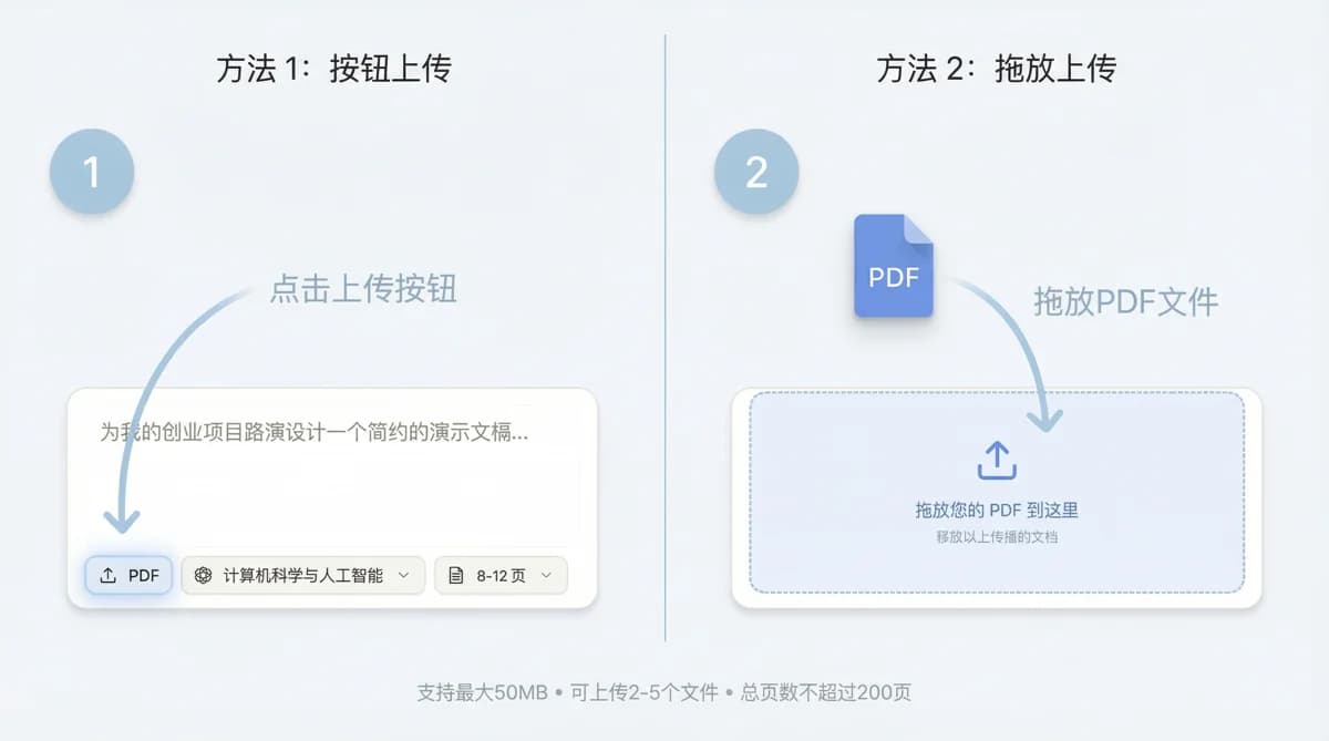 上传区域,可拖放文件或点击上传按钮