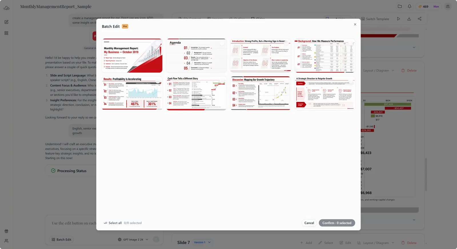 Multi-slide selection in Batch Edit