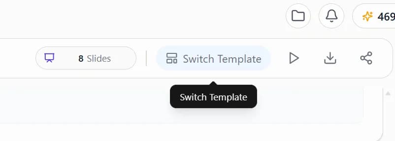 Switch Template entry at the top right of the editor