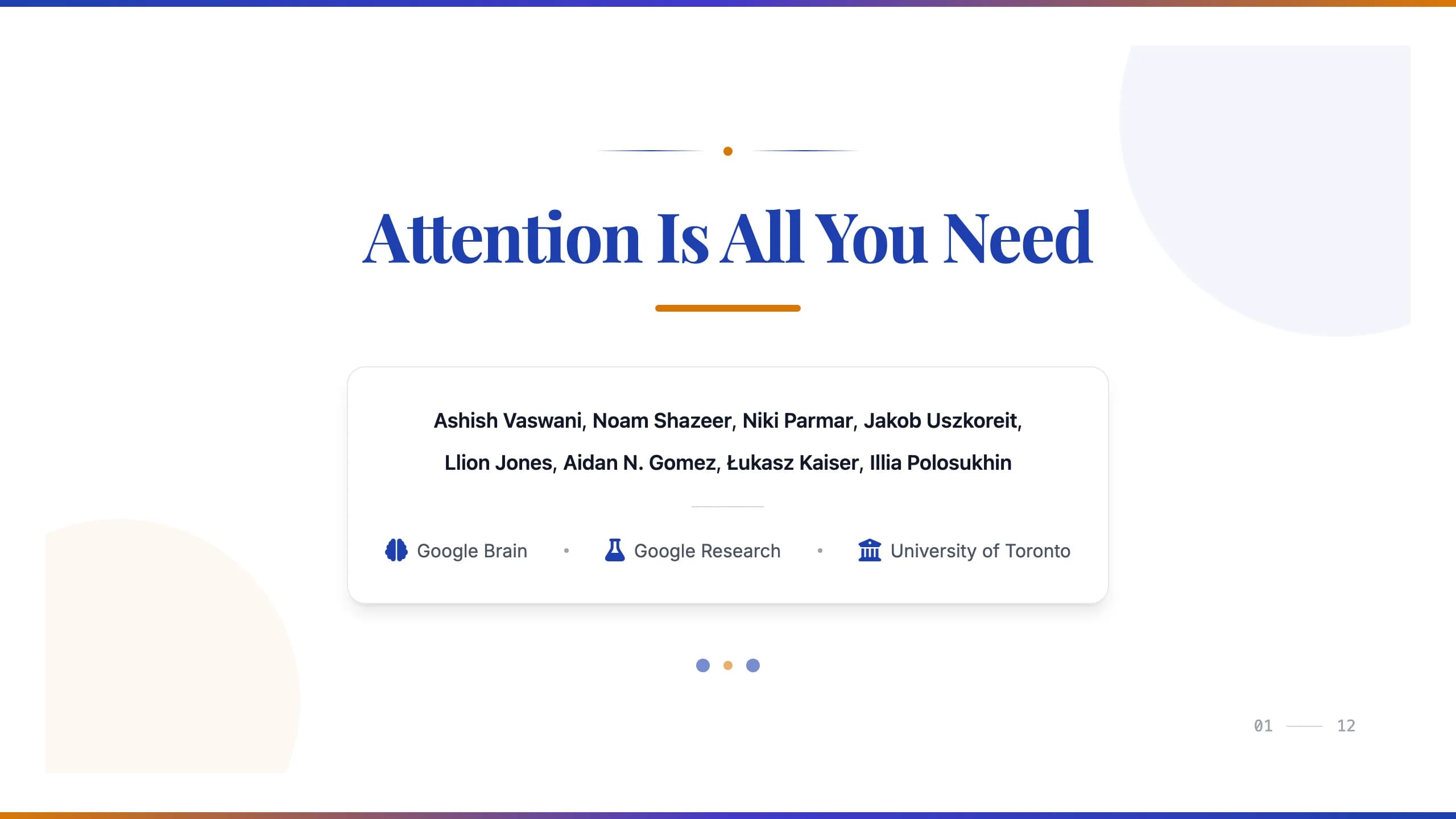 Academic Blue & Amber Serif Research Presentation — Slide 1