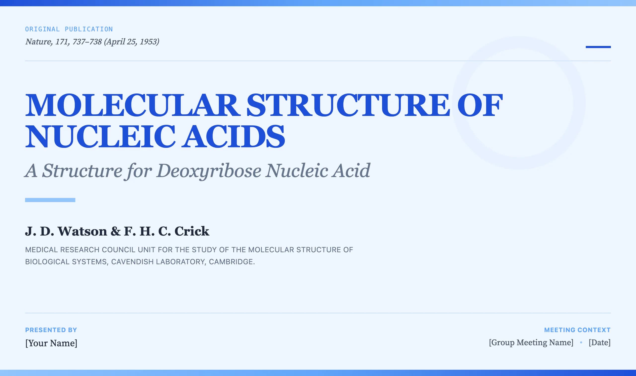Cambridge Blue Classical Academic Presentation Template — Slide 1