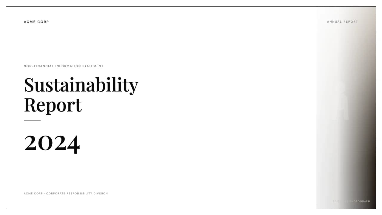 Folio Noir Editorial Annual Report & Lookbook Template — Slide 1