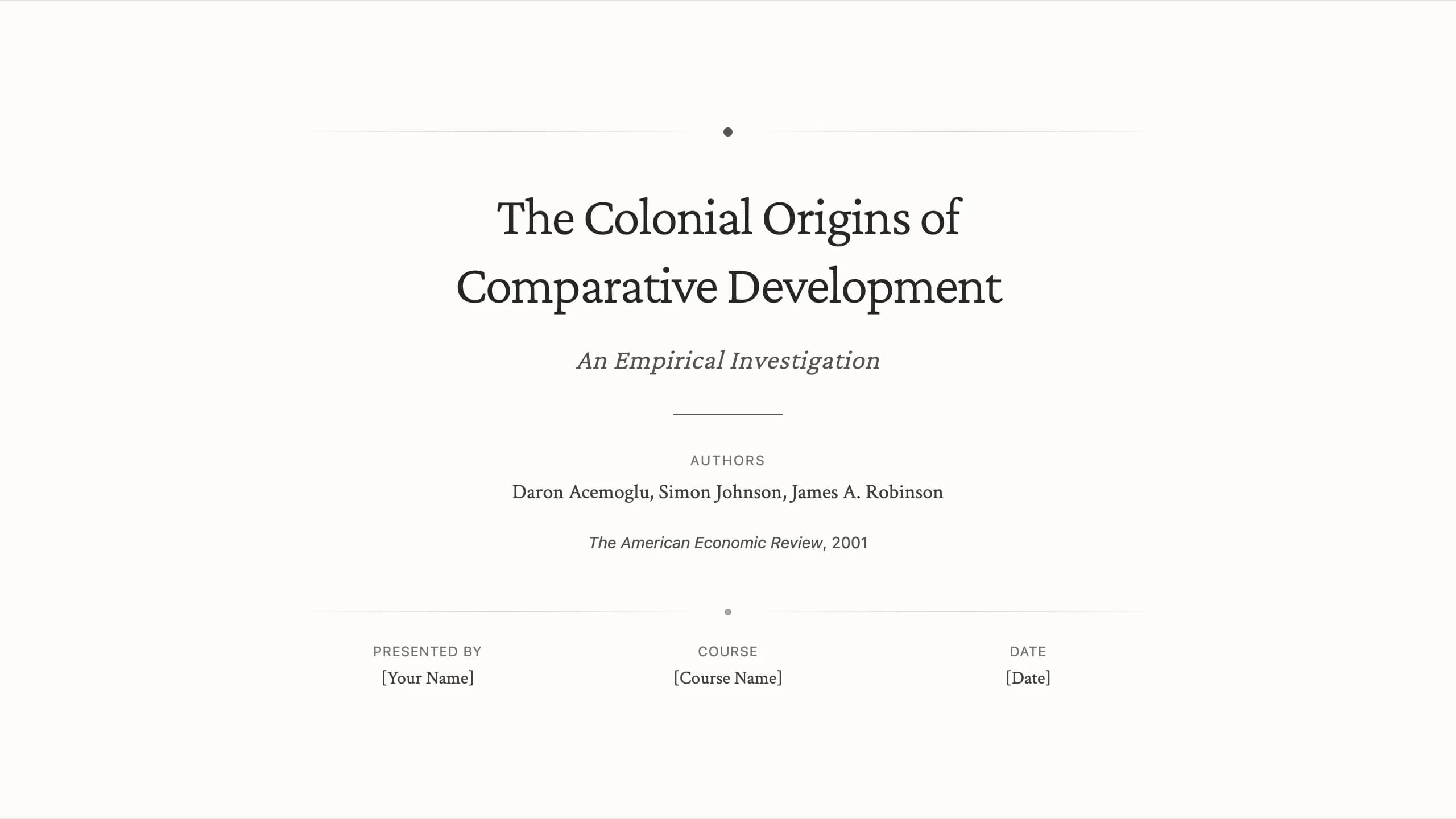 Lucent Minimalist Academic Serif Presentation Template — Slide 1