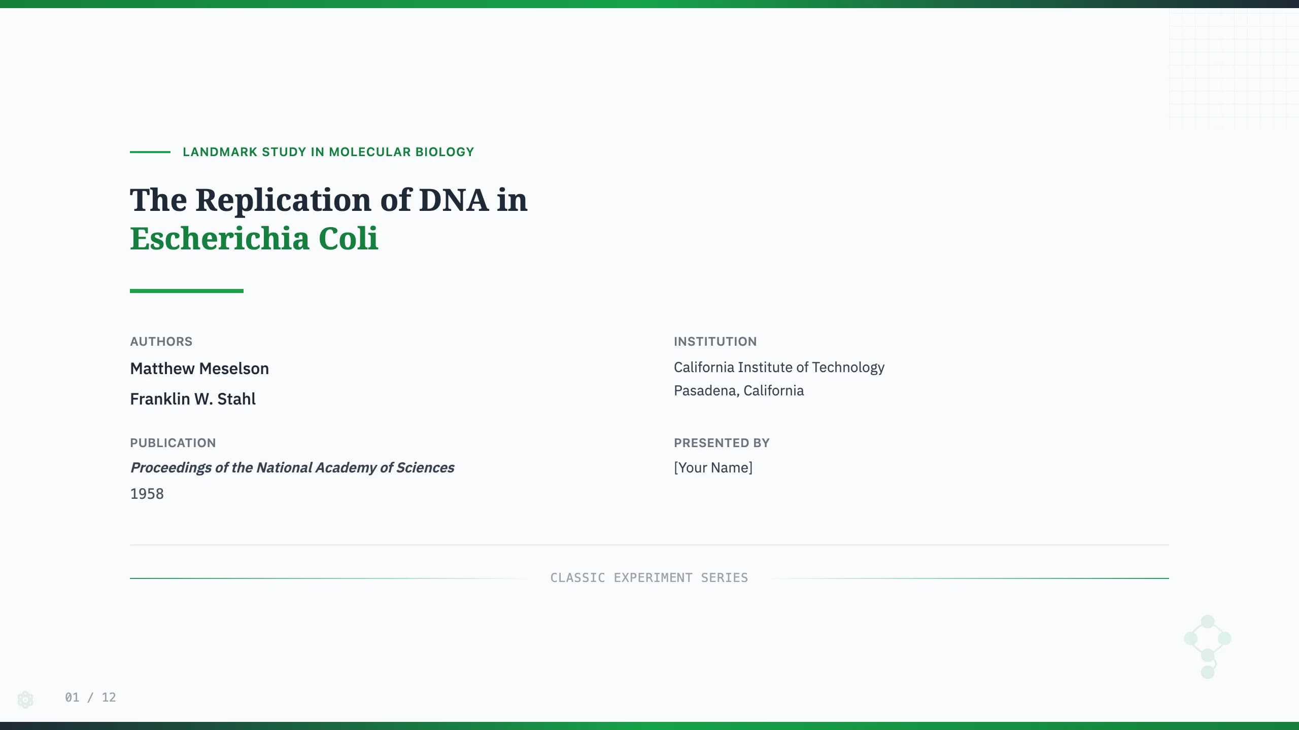 Nature Science Academic Editorial Presentation Template — Slide 1