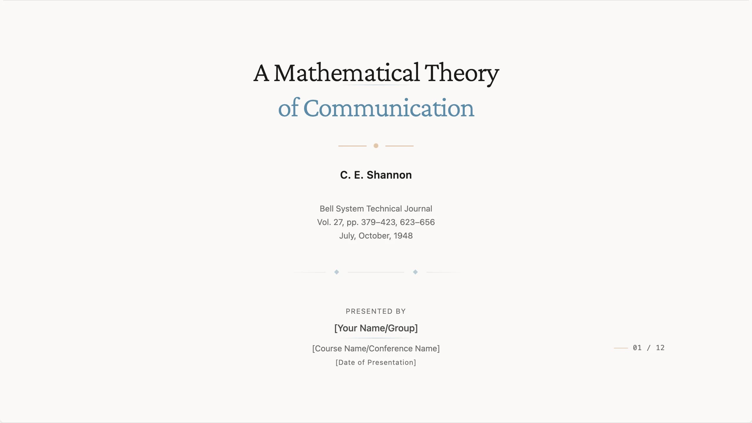 Tender Serif Academic & Humanities Presentation Template — Slide 1