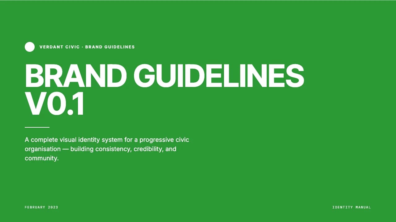 Verdant Civic Swiss Grid Brand Identity Template — Slide 1