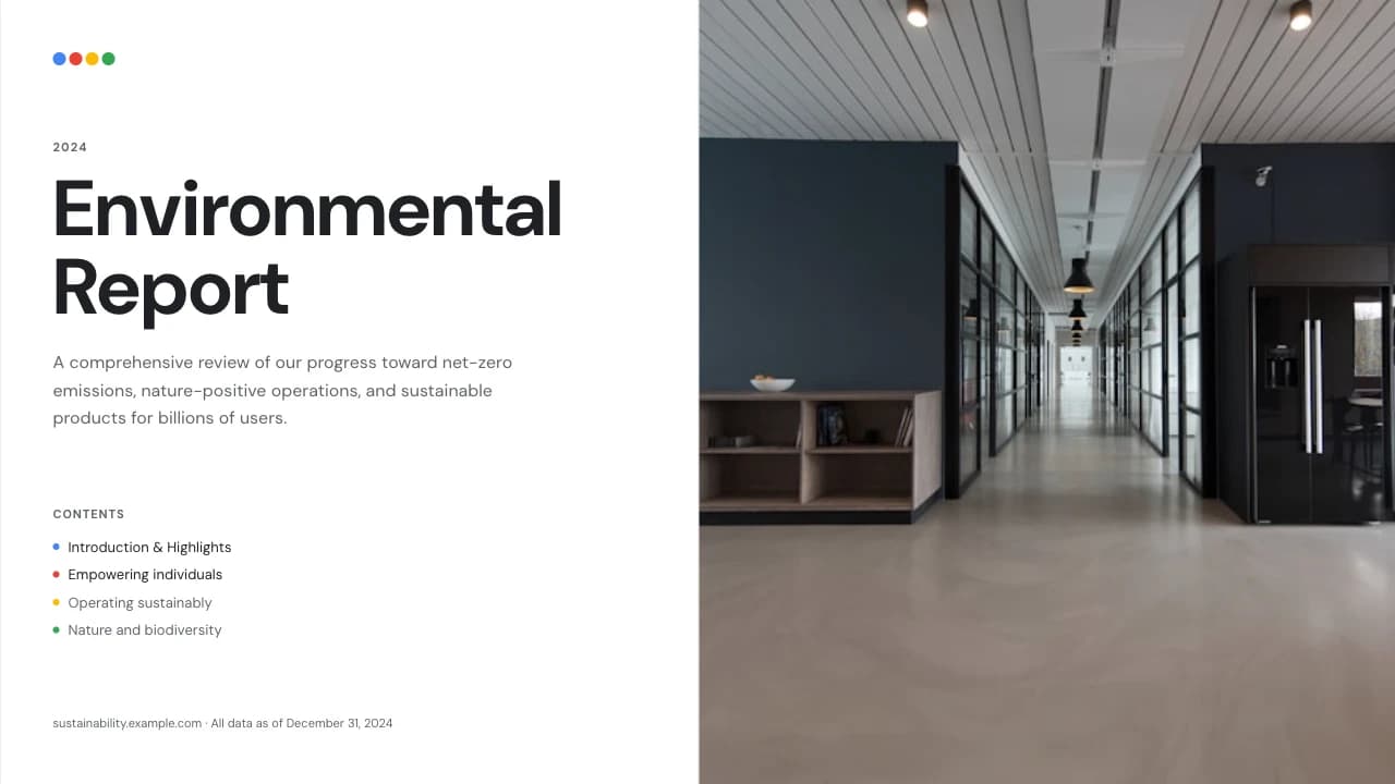 Verdant Ledger ESG Sustainability Report Deck — Slide 1