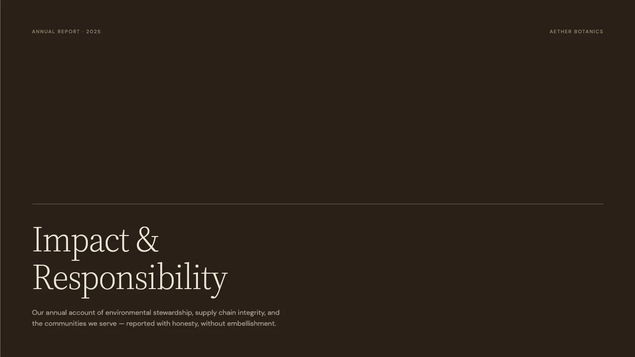 Vetiver Earth Tone Editorial Annual Report Template — Slide 1