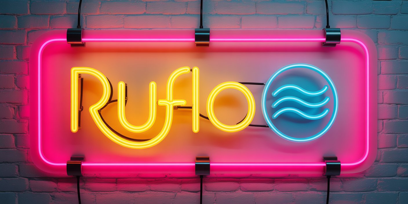 Official Ruflo project banner from the ruvnet/ruflo GitHub repository — neon Ruflo wordmark with the project's wave symbol, the Claude-powered open-source multi-agent orchestration platform formerly known as Claude Flow